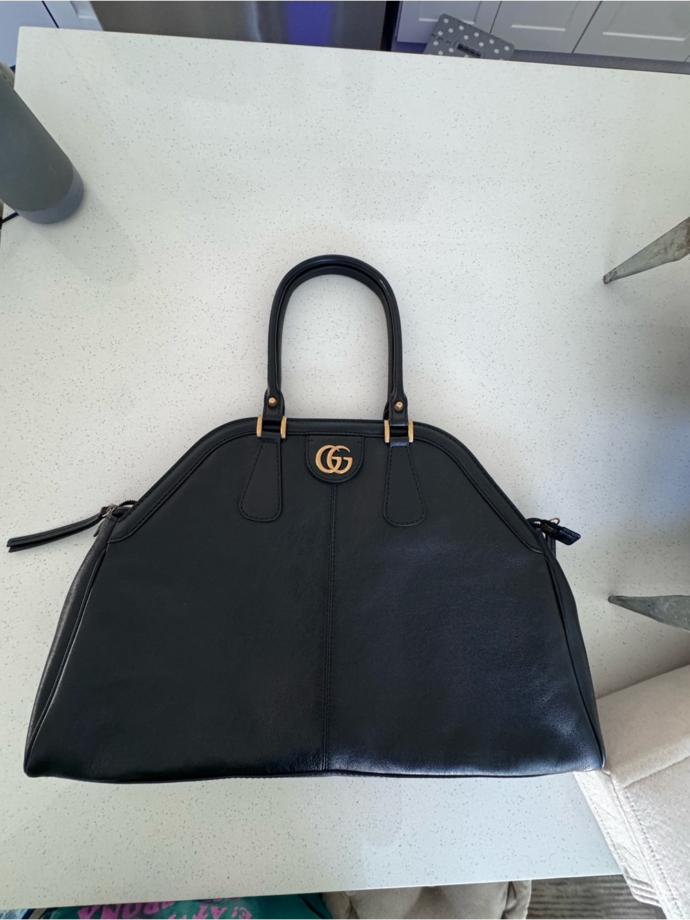 Gucci Large Black Re(Belle ) Top-Handle Satchel with Gold GG Hardware - Picture 2 of 13